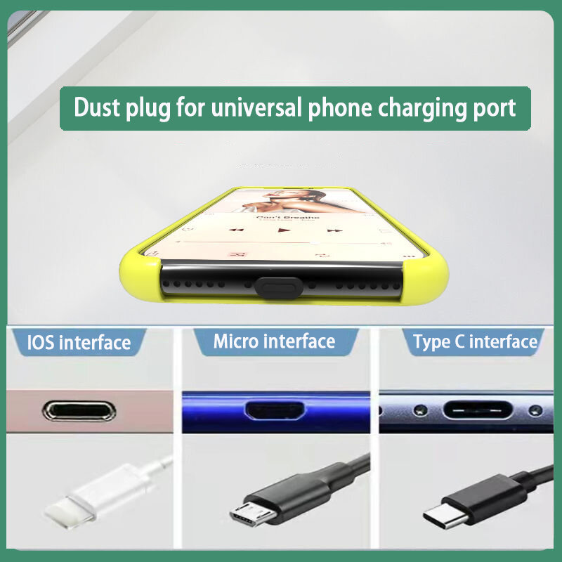 Loss-proof Dust Sticker Waterproof Dust Plug Silicone Reinforced Dust Cover Charging Port for Apple Android Type C IOS Micro USB