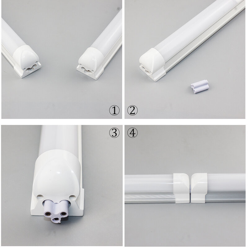 Lampe à tube LED T8, 2ft, 20 W, 2000 lm, couvercle blanc, clair, laiteux, double forme en V intégrée, à fixation unique, plafonnier
