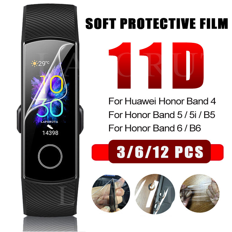 Honor Band 6 5 4 Beschermende Film Voor Huawei Horloge Band B6 B5 Hydrogel Armor Bescherming Film Niet Gehard Glas zachte Tpu Cover