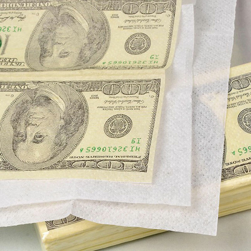 10Pcs Kreative Lustige 100 Dollar Geld Gedruckt Papier Servietten Starke 3 Schichten Wc Bad Tasche Tissue Papier Partei Liefert
