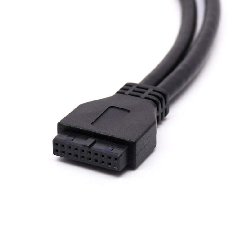 اللوحة الأم USB3.0 20pin ، رأس أنثى إلى usb 3.0 مزدوج مع مسامير مثبتة على اللوحة 30 سنتيمتر ، 1 قدم ، أسود