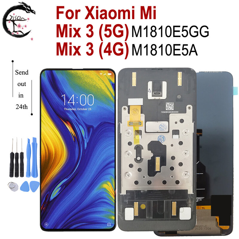 미 믹스 3 5G LCD Xiaomi Mix3 M1810E5GG LCD 프레임 디스플레이 화면 터치 센서 디지타이저 전체 어셈블리 믹스 3 디스플레이 6.39"