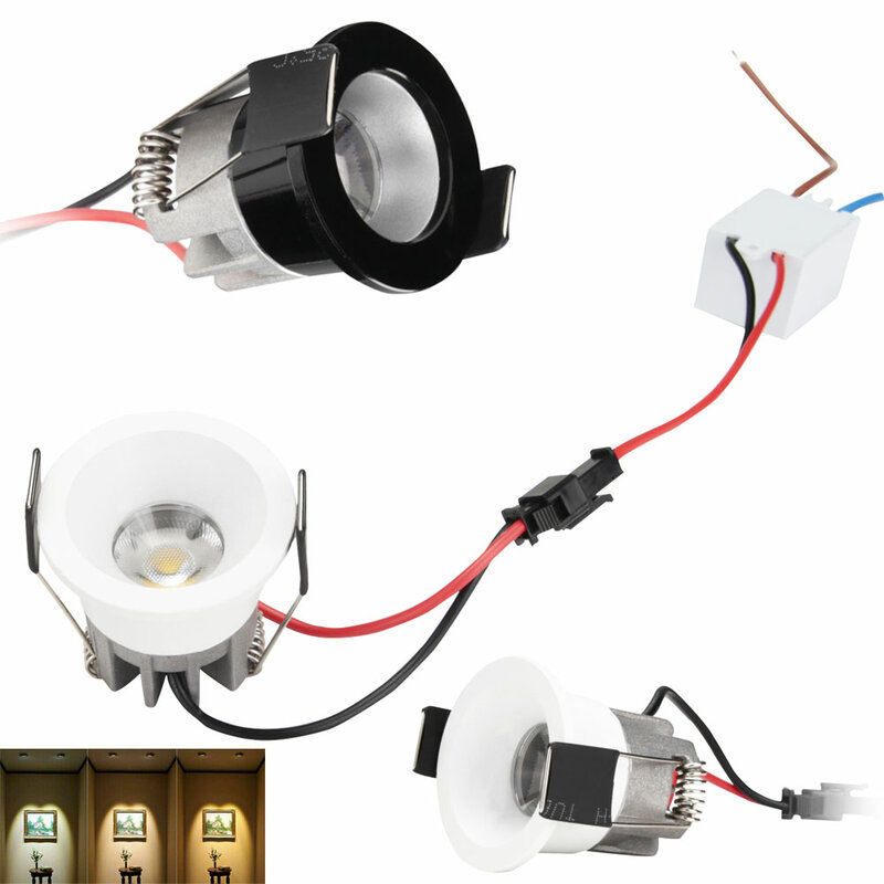 Minifoco empotrable de 10 unids/lote, luz descendente regulable, 3W + Controlador led, cuerpo negro o negro, CA 110v 220v