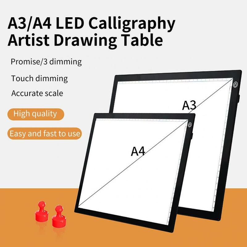 Tablette graphique LED Ultra-fine A3 A4 pour dessin de calligraphie, planche à dessin magnétique à forte aspiration