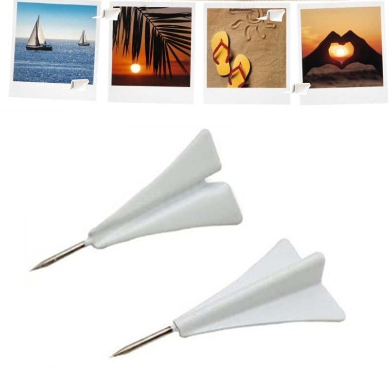 Punaise d'avion 3D créative 12 pièces, papier Photo mémo, épingle de carte postale en acier pour panneau en liège