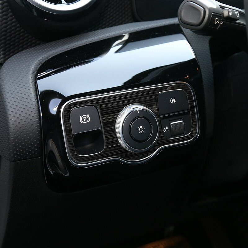 Interruptor de faro delantero para coche, embellecedor de pegatina de decoración de marco para Mercedes Benz Clase A y B, W177, W247, CLA, GLA, GLB, 2020-2021, LHD