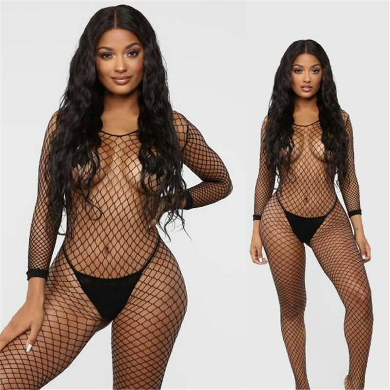 Sexy Fishnet Bodysuit Women Sex Clothes See Through Open Crotch Body stockings Mesh Hollow Out Lingerie Costumes