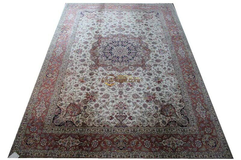 Tapete persa de seda tapetes orientais tecidos à mão para sala estar patterngc117psilkyg28