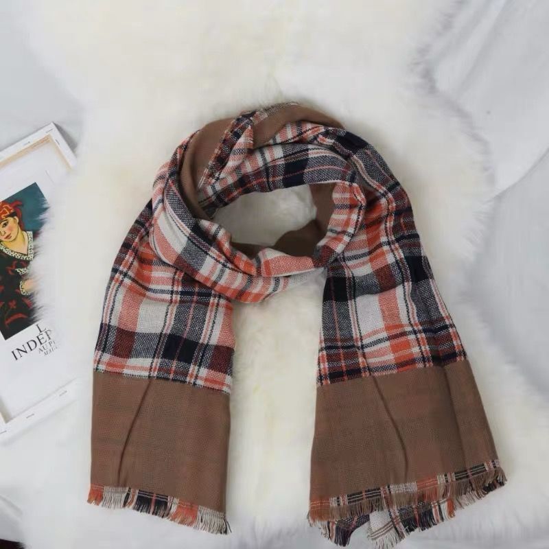 Scarves Women Plaid Winter Korean Style Students Thick Warm Shawl All-match Sweet Knitting Cute Aesthetic Classy Tender Fashion