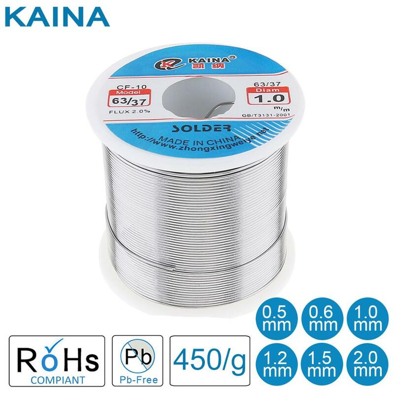 Welding Wires 450g 0.5/0.8/1.0/1.2/1.5/2.0mm Tin Fine Wire Core Rosin  63/37  Solder Wire with 2% Flux  Low Melting Point