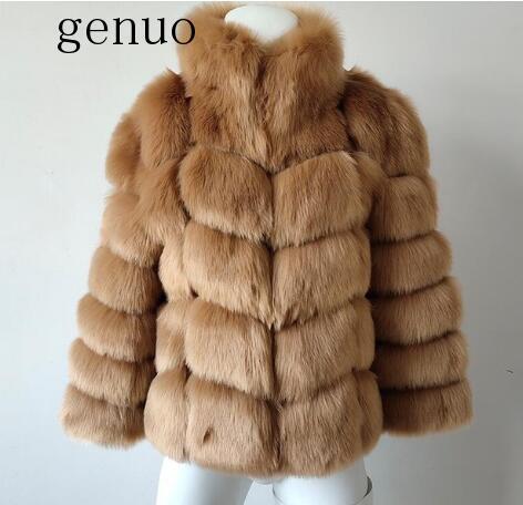 Manteau en fausse fourrure de renard importé, à tempérament féminin, chaud, à la mode, à manches neuf-quarts, nouvelle collection hiver 2020