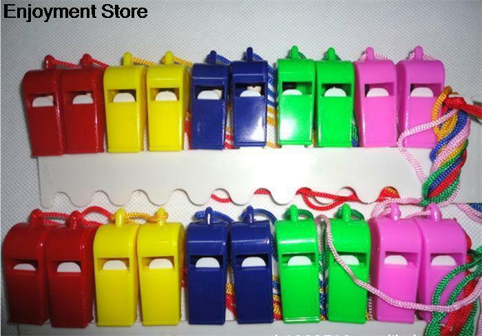 JULYHOT 24pcs/bag Plastic Whistle With Lanyard for Boats, Raft,Party,Sports Games Emergency Survival All Brand New Items
