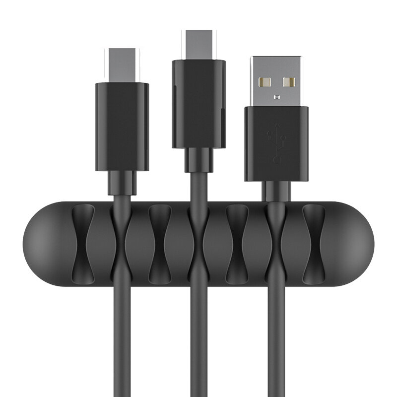 Soporte de Cable inteligente de silicona, Flexible, organizador de Cable, Clip de gestión para auriculares USB, Cable de red