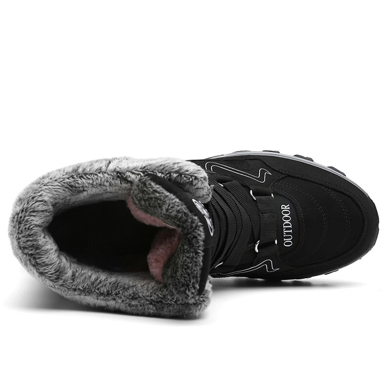Botas de inverno botas de inverno botas de neve de couro de camurça de meia-bezerro