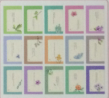 Tarjeta lomo de papel con letras de flores, 57mm x 87mm, 1 paquete = 27 piezas