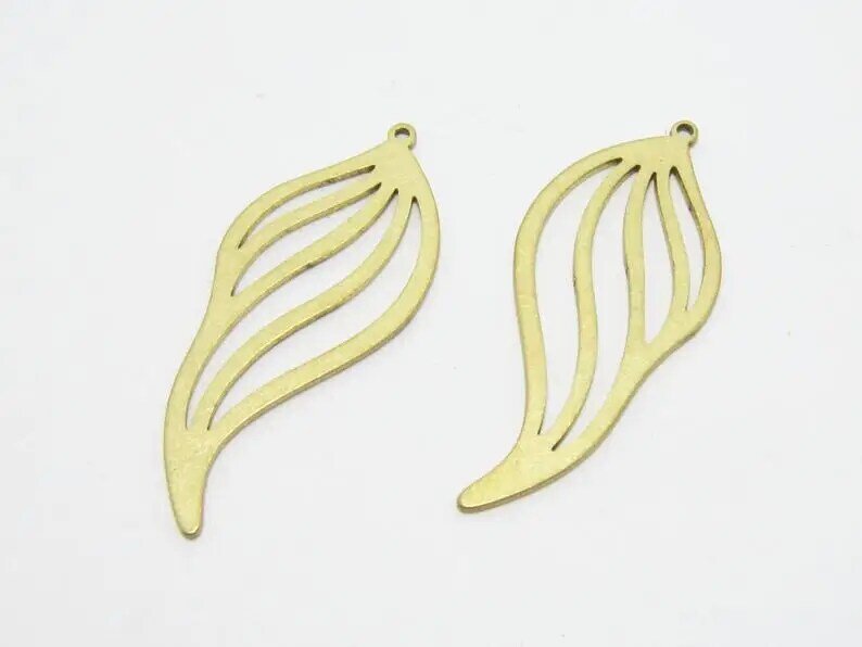 6pcs Flame Shaped Earring Charms, Necklace Pendant, 16.5x12.5mm, Incise Brass Findings, Jewelry Making Supplies R627