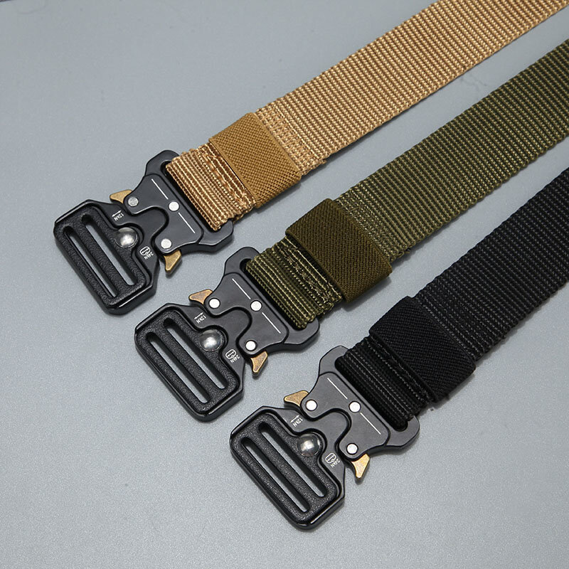 Cinturón táctico de caza al aire libre para hombres, hebilla multifuncional, cinturón de nailon, cinturón de lona para el Cuerpo de Marines de alta calidad