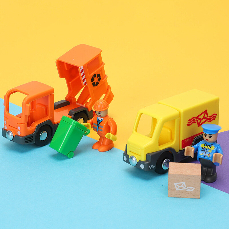 Ensemble de jouets de Train de chemin de fer en bois, voiture magnétique connectée avec des rails de voiture en bois, cadeau d'anniversaire de noël pour enfants
