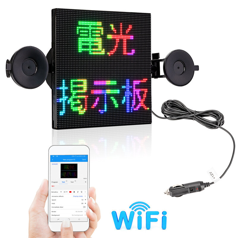 Panneau d'Affichage LED pour Voiture, 12V, Contrôle RVB, WiFi, Programmable, Message Défilant, Multilingue