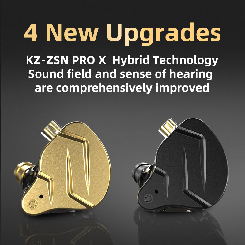 Kz-ハイブリッドテクノロジーを搭載したヘッドフォン,hifiヘッドフォン,金属製イヤホン,ノイズキャンセル,スポーツヘッドセット,モデルzsn pro x 1ba 1dd