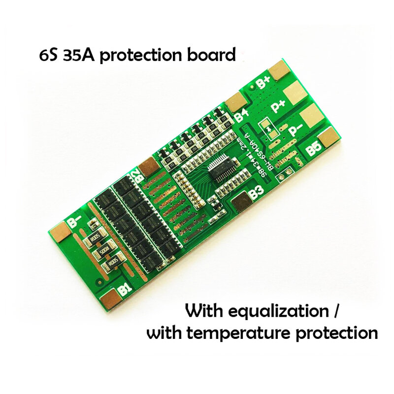 لوحة حماية BMS 6S 22.2V 24V مع توازن وحماية درجة الحرارة ، لوحة حماية بطارية ليثيوم 35A ، نفس المنفذ