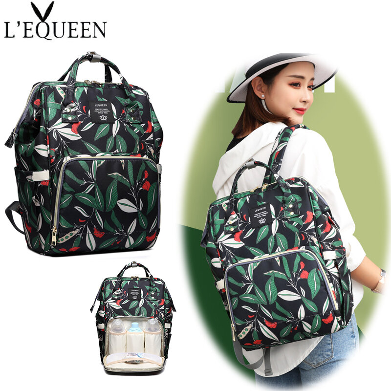 Вместительная сумка для мам LEQUEEN, Модный женский дорожный рюкзак для подгузников и детских принадлежностей, уход за детьми