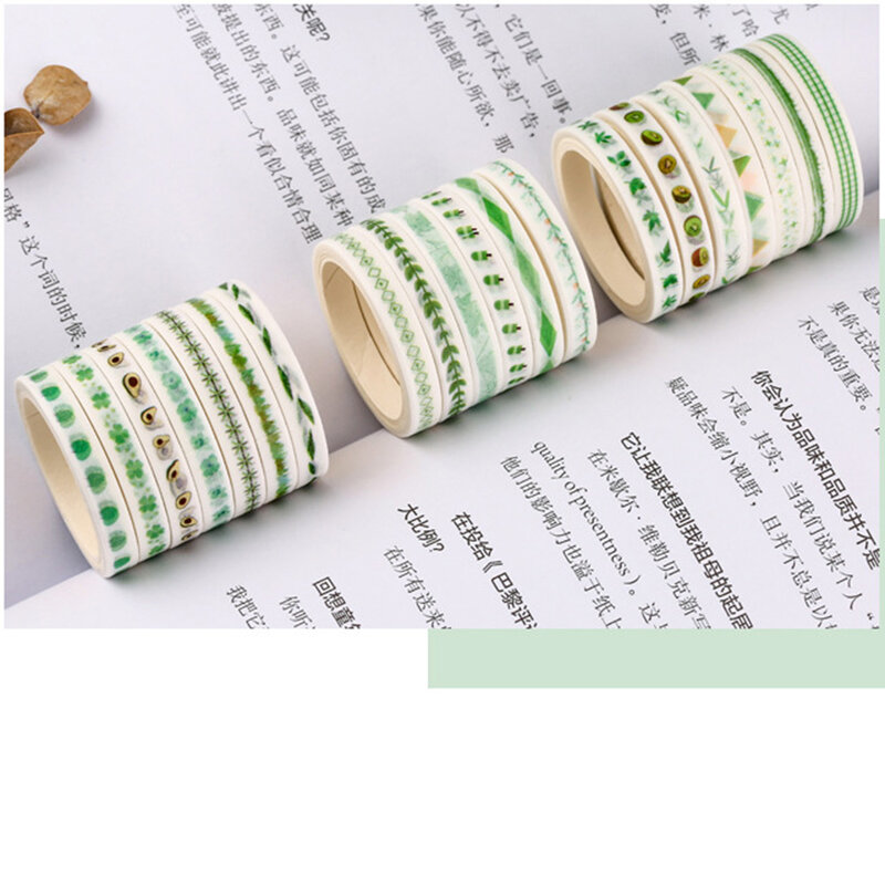 Cintas adhesivas decorativas de papelería, cinta Washi de papel japonés, color negro, planificador DIY, 10/20 unidades