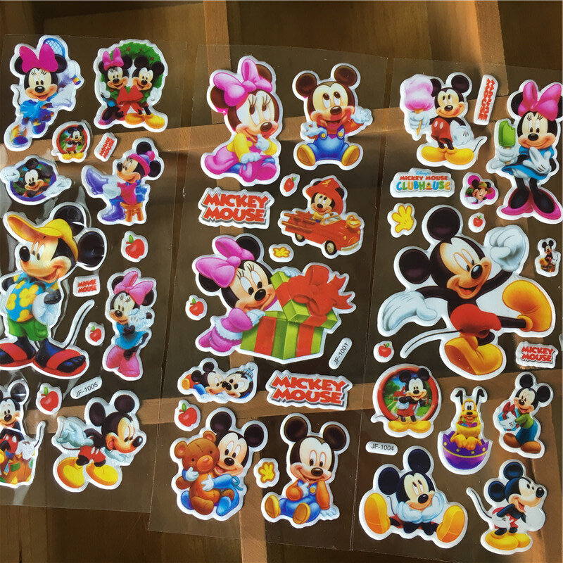 Pegatinas de recuerdo de Mickey Mouse, Minnie Mouse, 12 piezas, regalo de fiesta de cumpleaños para niños