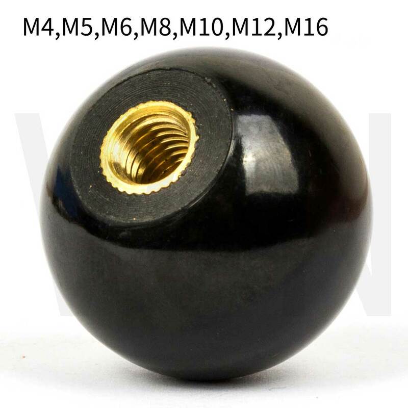 Bola redonda resina bola botões, baquelite alavanca, alças de aperto, móveis ou substituição máquina-ferramenta, preto, vermelho, M4-M16