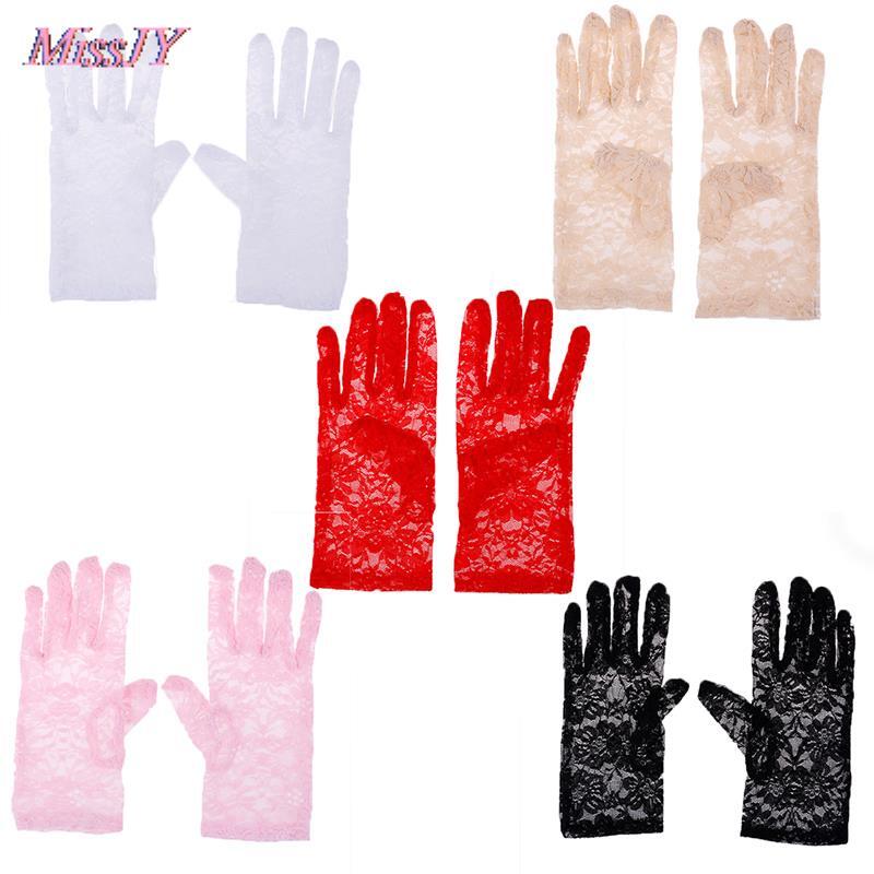 1Pair Female Sexy Lace Driving Gloves Spring And Summer Women's Thin Lace Sunscreen Gloves Lady's Short Uv Protection Gloves