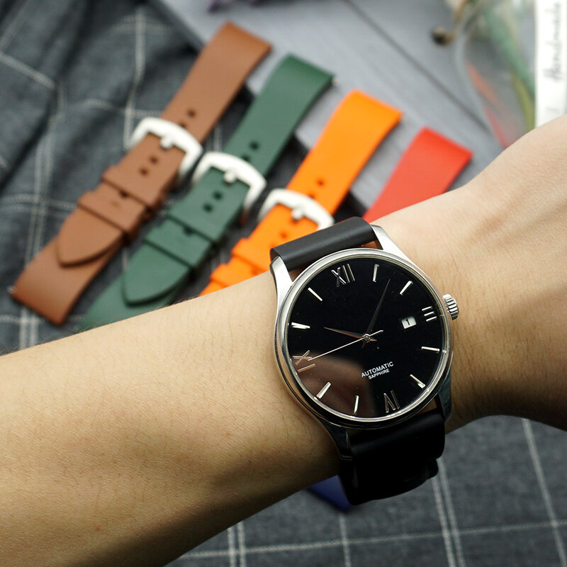 Najwyższej jakości gumowy pasek do zegarka z fluorem 20mm 22mm 24mm bransoletka pasek do szybkiego zwalniania pasek do zegarka dla każda marka zegarków