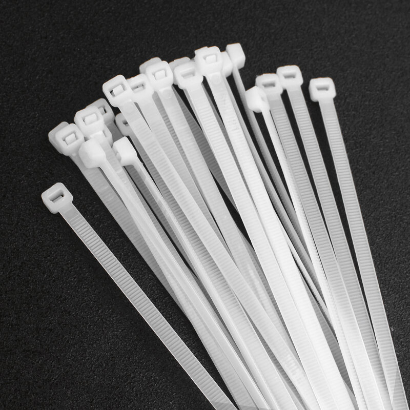 Lot de 100 attaches de câble en Nylon blanc autobloquant, en plastique, réutilisables, recyclable, de haute qualité