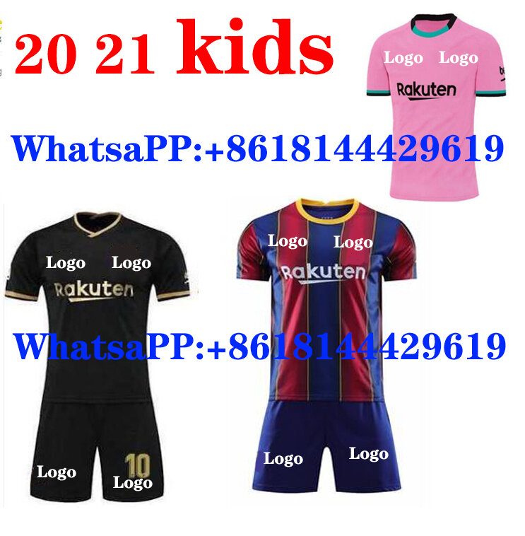Enfants FC BARCELONAES maillot de football 2020 2021 camisetas DE futbol ANSU FATI 20 21 Messi GRIEZMANN de JONG Maillots de football