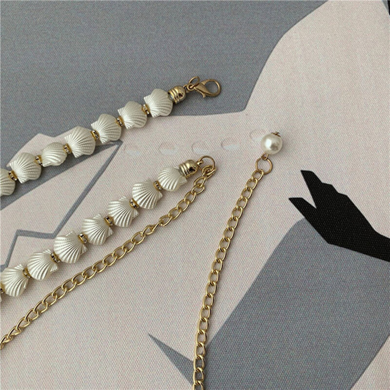 MOLANS 2020 Elegante Quaste Kette Gürtel Shell Perle Metall frauen Kleid mit Dünnen gürtel Hochzeit Party Taille Dekoration Gürtel