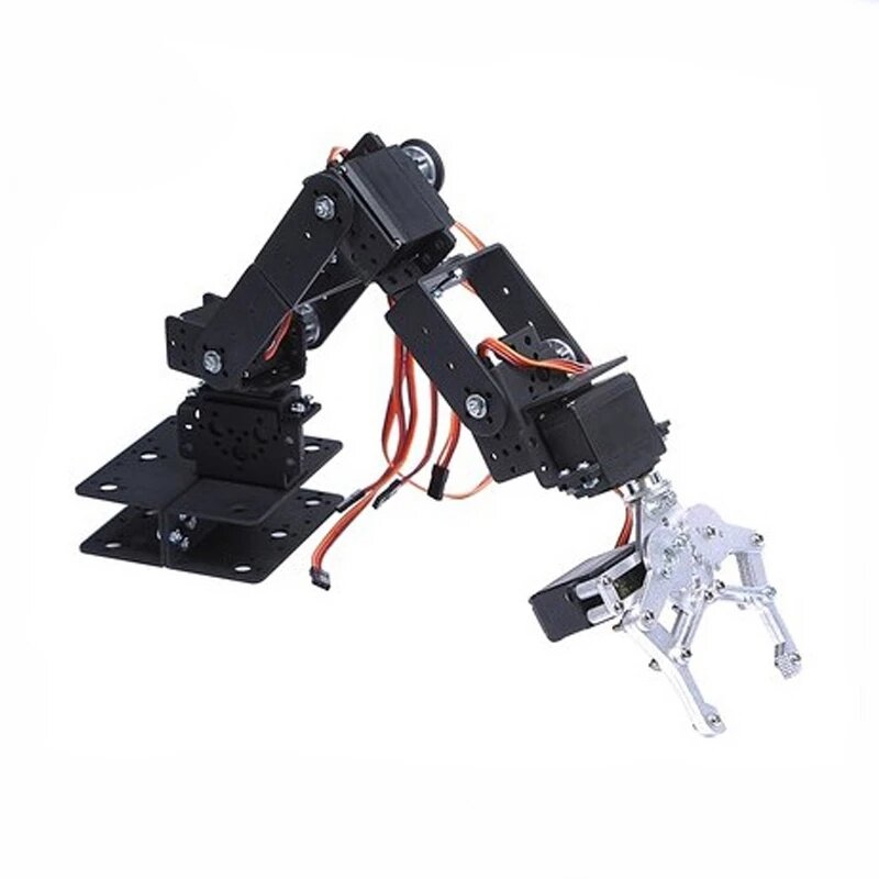 リモートコントロール付きロボットアーム装置,180度の金属製グリッパー,日曜大工,車,ロボット,おもちゃの部品,6個