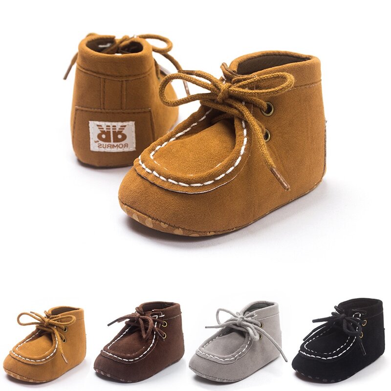 Spring Newborn Baby Shoes PU Suede Leather First Walker Baby Shoes For Boys Anti Slip Soft Bottom Kids Girls Shoes