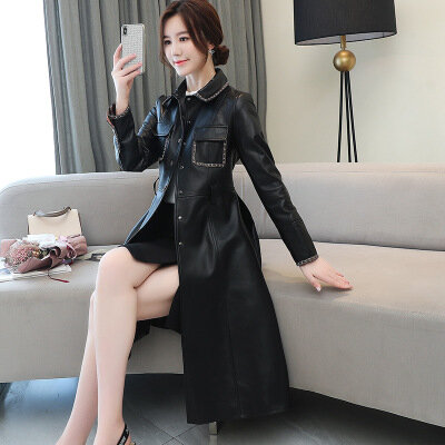 MESHARE Women New Fashion Genuine Real Sheep Leather Trench R40