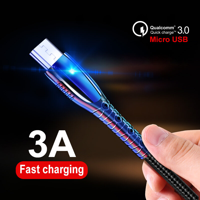 Marjay Cable Micro USB 3A de carga rápida de aleación de Zinc de datos Microusb para Samsung S7 Xiaomi Redmi 4 Nota 5 Android Cable de teléfono