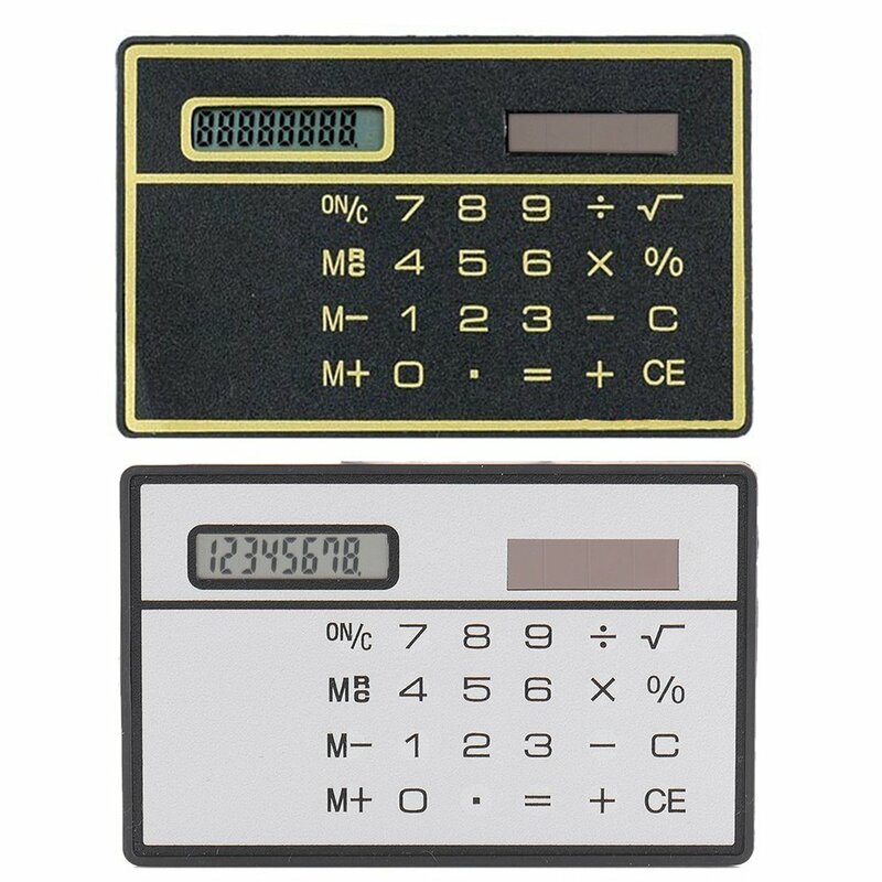 Солнечный калькулятор 8-разрядный ультра-тонкий солнечный калькулятор с сенсорным экраном Экран дизайн кредитной карты мини Кредитная карта Размеры Портативный