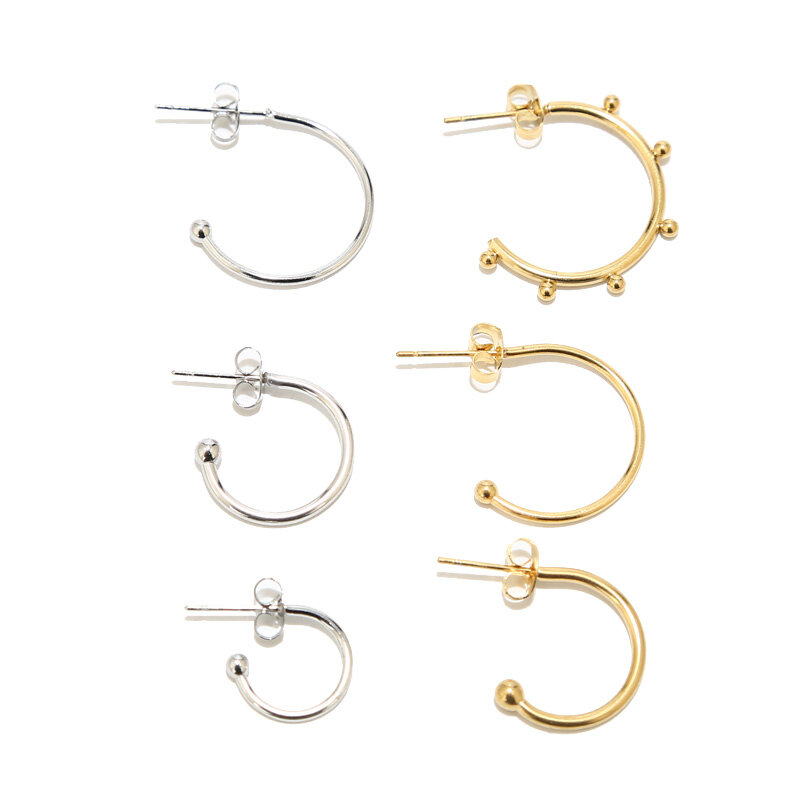 10 stücke Edelstahl Gold Überzogene C Form Huggie Ohrring Beiträge Anti-allergie Stud Ohrringe Komponenten für DIY Frauen schmuck Geschenke