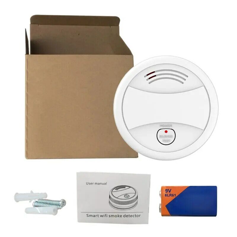 Detector de humo con WiFi, Sensor de alarma de incendios, aplicación Smart Life, dispositivo de detección de seguridad para el hogar, fácil instalación
