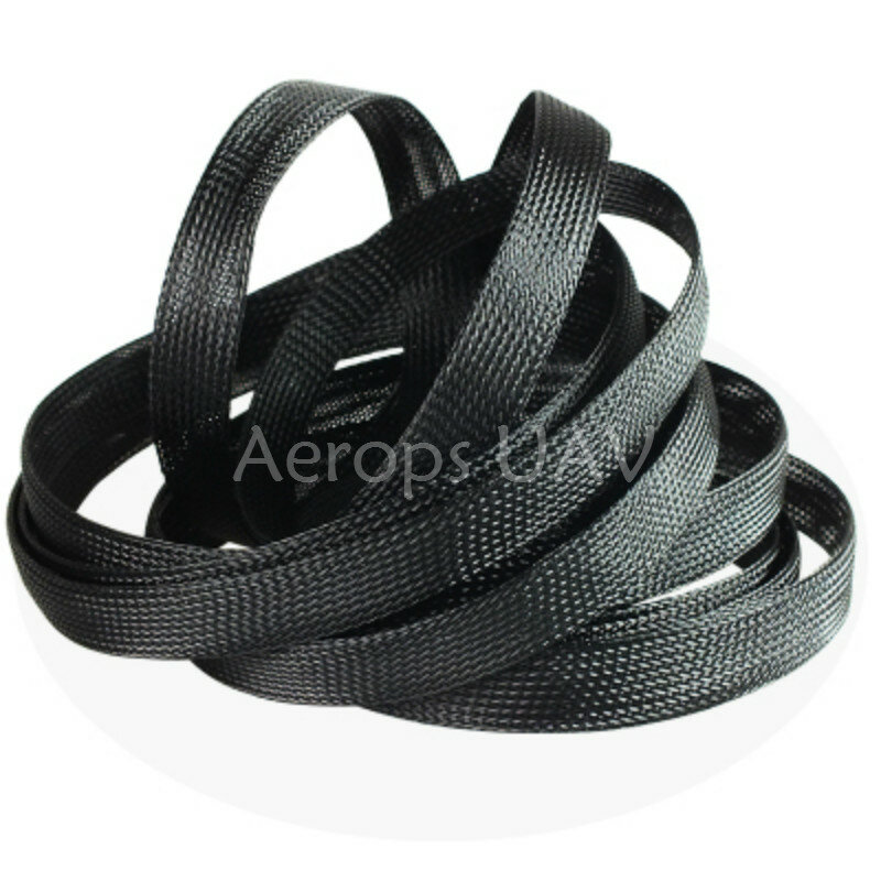 Черный Телескопический плетеный шланг Aerops 6 мм/8 мм/10 мм/12 мм, ПЭТ сетка из змеиной кожи для трубок, силиконовый провод, защитные кабели