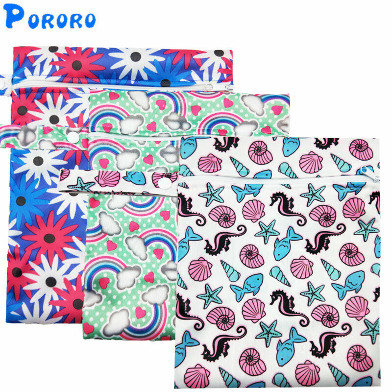 Pororo Waterproof Reusable Nappy Bags Pocket Wet Bag PUL Travel Baby Nappy Mini Size Wet Dry Bags Wetbags 25x20cm Hot Sale