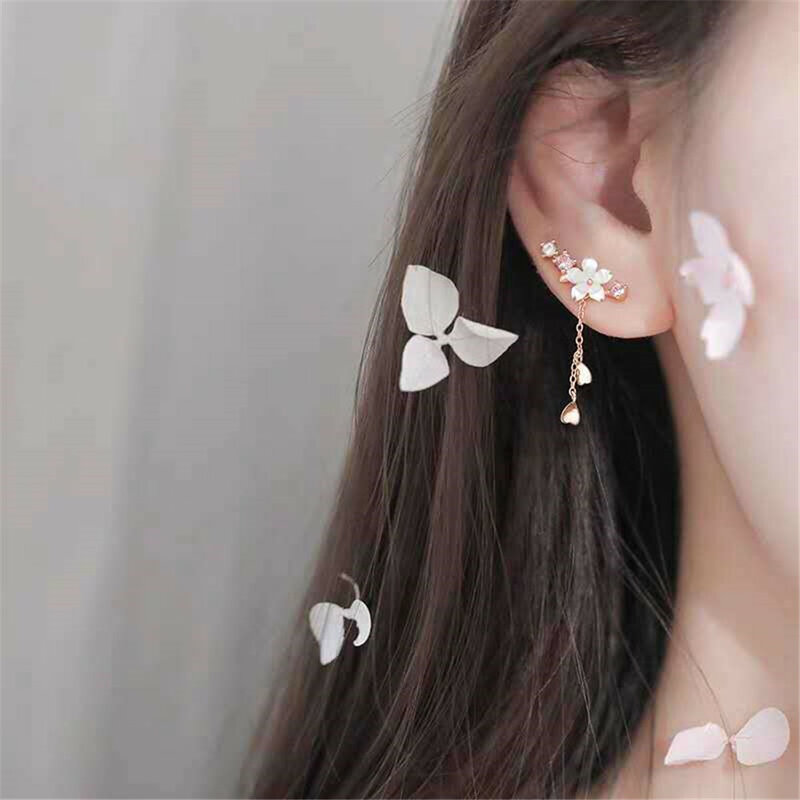 Fashion Sweet Cherry Blossom Shell Drop Tassel Earrings For Women Girls Party Jewelry Gifts Romantic Flower Stud Earrings 2022