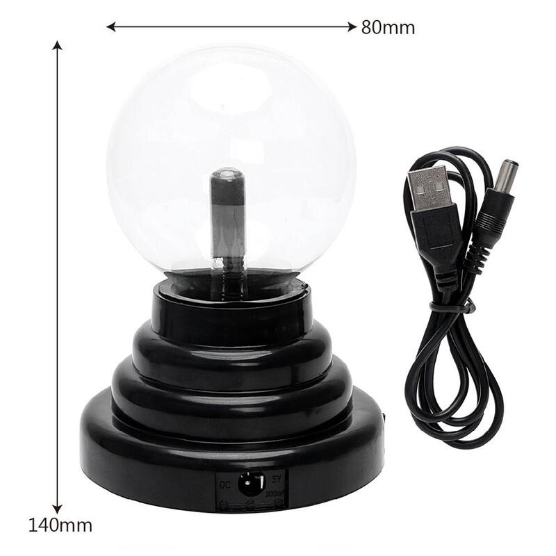 Лидер продаж, 8*14 см USB волшебное черное основание, стеклянный плазменный шар, шар, светильник, вечерние лампы, светильник с usb-кабелем