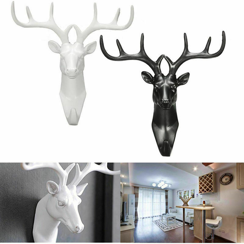 Animal Deer Head gancho colgador para la pared Rack Holder estatuas de resina decoración del hogar
