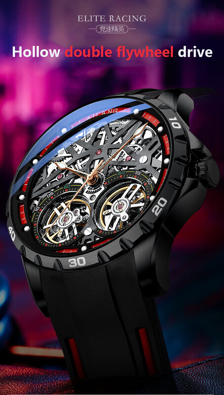 AILANG herren Uhr Erweiterte Sport Automatische Wickel Uhr Mode Silikon Strap Tourbillon Skeleton Mechanische Uhr Neue