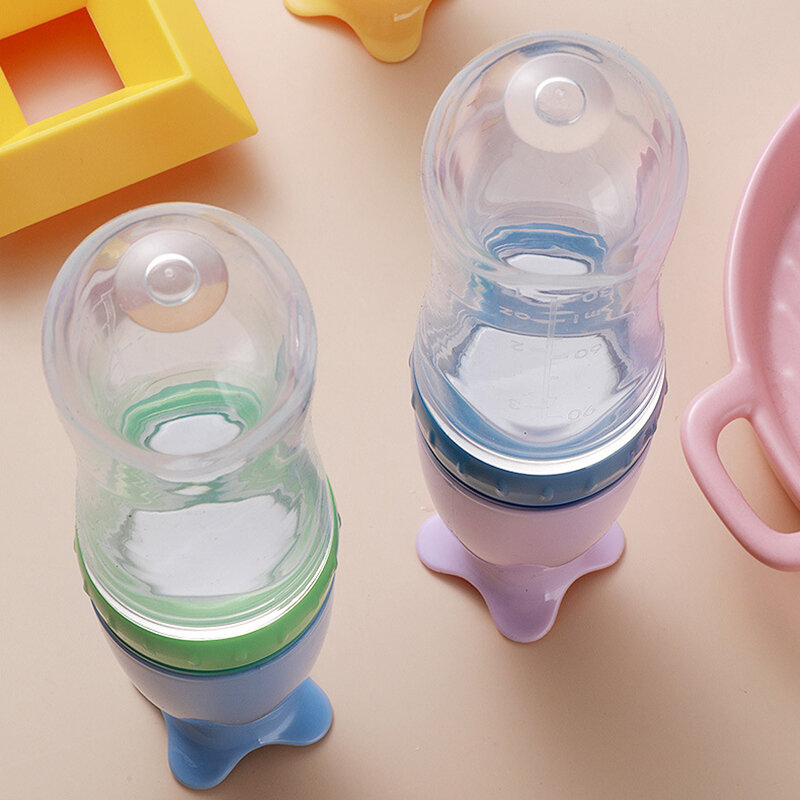 90ML Botol Susu Bayi Baru Lahir Sendok Silikon untuk Bayi Bayi Botol Susu Pemeras Bayi Peralatan Sendok Latihan Anak-anak