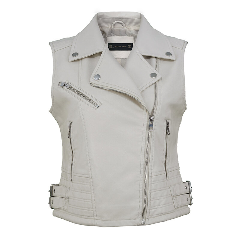 New pu leather waistcoat women motorcycle vest coat sleeveless vests spring Autumn New High Quality Sleeveless Zipper Vests Tops