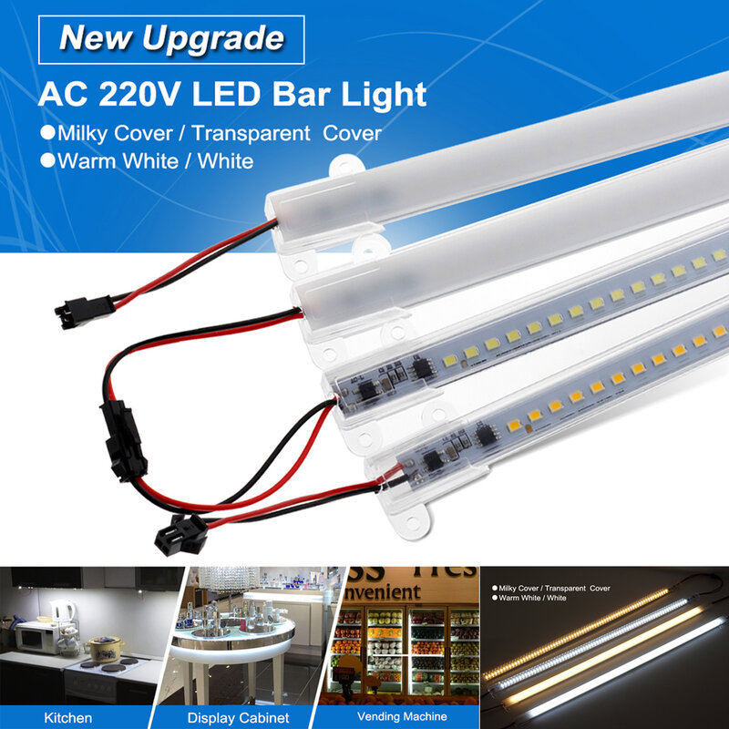 400x 60cm 100x 50cm 200x 1.8m EU Plug LED Rigid Light Strip LED Fluorescent Floodlight Tube Bar Industries Showcase Display Lamp